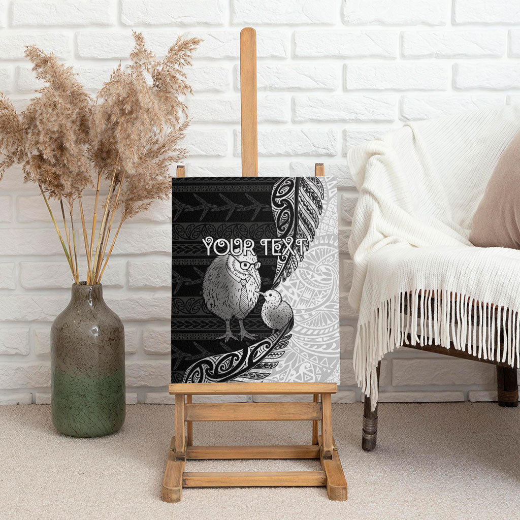 Personalised New Zealand Father's Day Canvas Wall Art Papa Kiwi Bird Tribal Pattern DT05 - Polynesian Pride