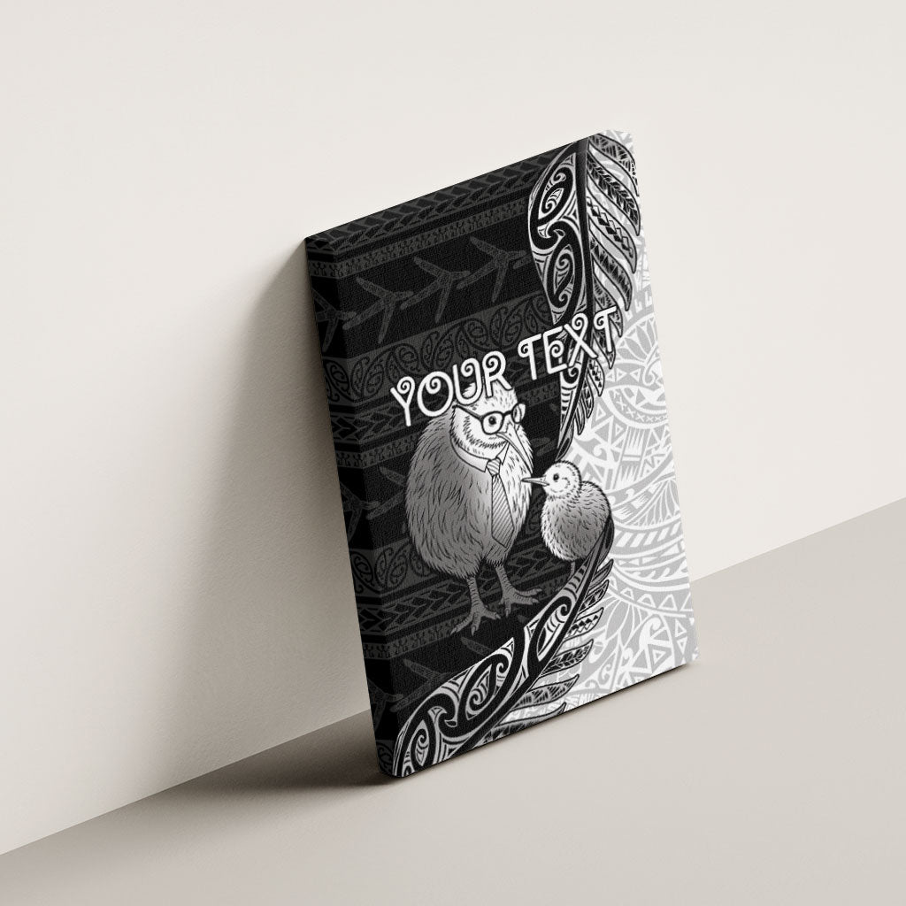 Personalised New Zealand Father's Day Canvas Wall Art Papa Kiwi Bird Tribal Pattern DT05 - Polynesian Pride