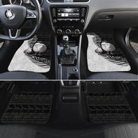 Personalised New Zealand Father's Day Car Mats Papa Kiwi Bird Tribal Pattern DT05 Set 4pcs Black - Polynesian Pride
