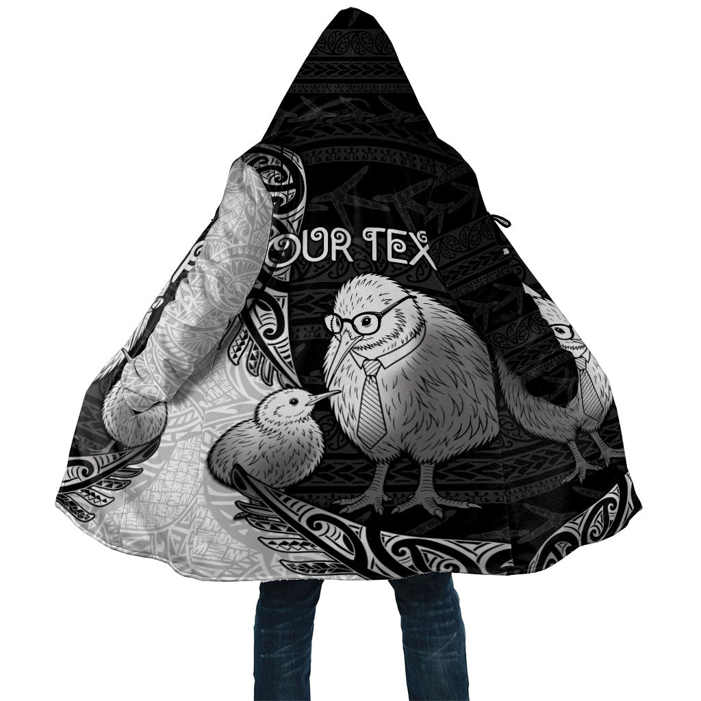 Personalised New Zealand Father's Day Cloak Papa Kiwi Bird Tribal Pattern DT05 Unisex Black - Polynesian Pride