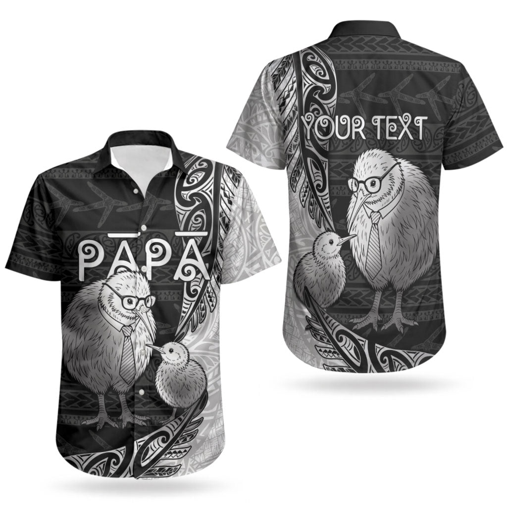 Personalised New Zealand Father's Day Couples Matching Off Shoulder Maxi Dress and Hawaiian Shirt Papa Kiwi Bird Tribal Pattern DT05 - Polynesian Pride