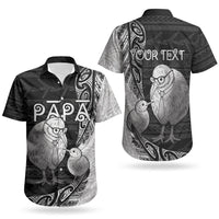 Personalised New Zealand Father's Day Couples Matching Off Shoulder Maxi Dress and Hawaiian Shirt Papa Kiwi Bird Tribal Pattern DT05 - Polynesian Pride