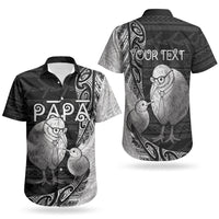 Personalised New Zealand Father's Day Couples Matching Short Sleeve Bodycon Dress and Hawaiian Shirt Papa Kiwi Bird Tribal Pattern DT05 - Polynesian Pride