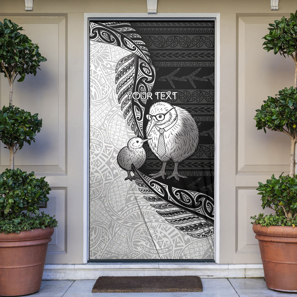 Personalised New Zealand Father's Day Door Cover Papa Kiwi Bird Tribal Pattern