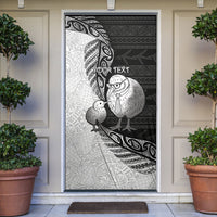 Personalised New Zealand Father's Day Door Cover Papa Kiwi Bird Tribal Pattern DT05 Black - Polynesian Pride