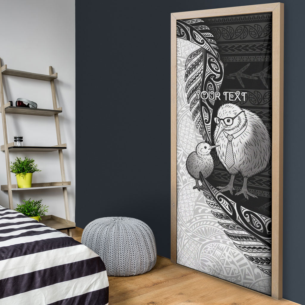 Personalised New Zealand Father's Day Door Cover Papa Kiwi Bird Tribal Pattern DT05 - Polynesian Pride