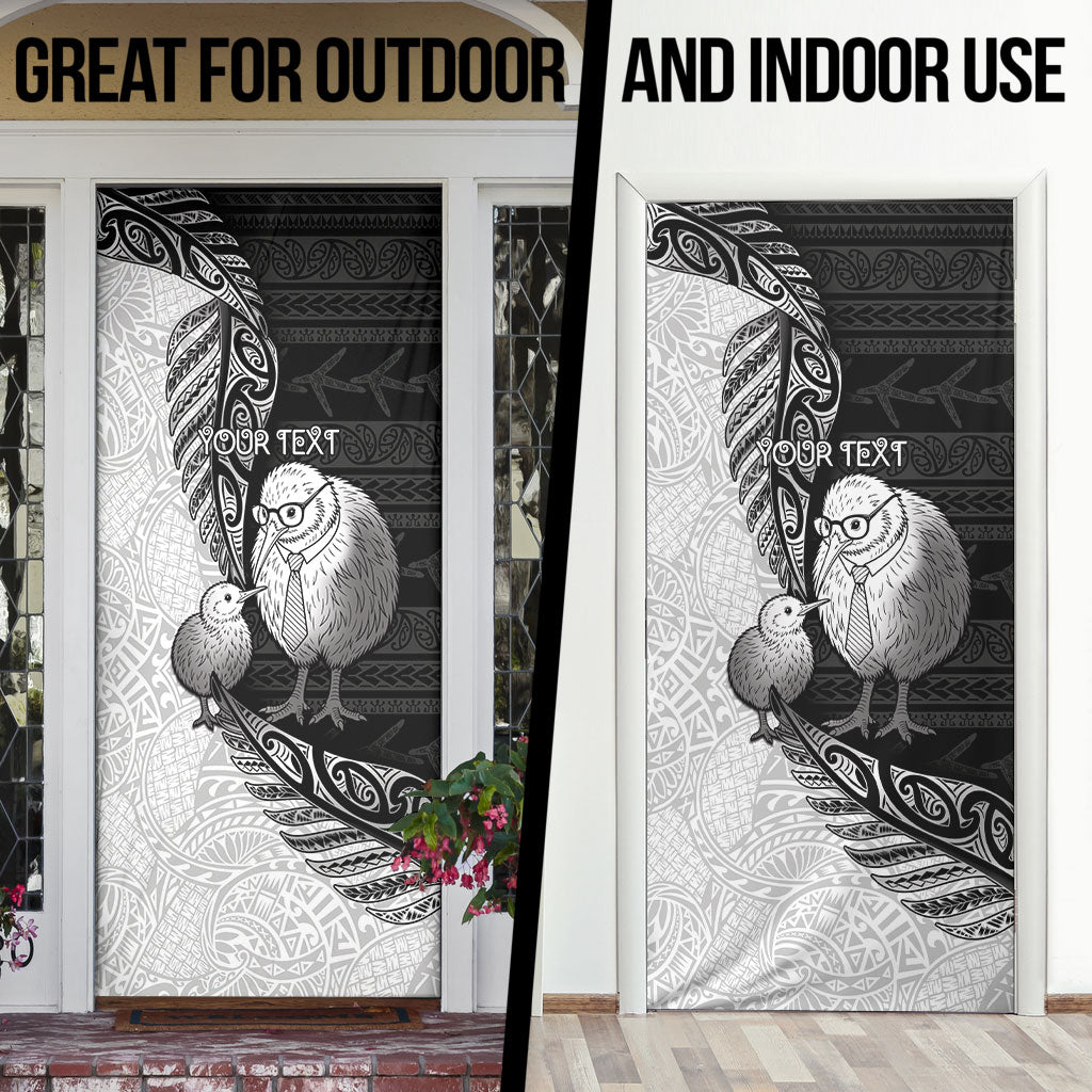 Personalised New Zealand Father's Day Door Cover Papa Kiwi Bird Tribal Pattern DT05 - Polynesian Pride