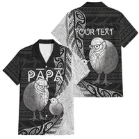 Personalised New Zealand Father's Day Family Matching Long Sleeve Bodycon Dress and Hawaiian Shirt Papa Kiwi Bird Tribal Pattern DT05 Dad's Shirt - Short Sleeve Black - Polynesian Pride