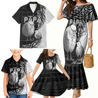 Personalised New Zealand Father's Day Family Matching Mermaid Dress and Hawaiian Shirt Papa Kiwi Bird Tribal Pattern DT05 - Polynesian Pride