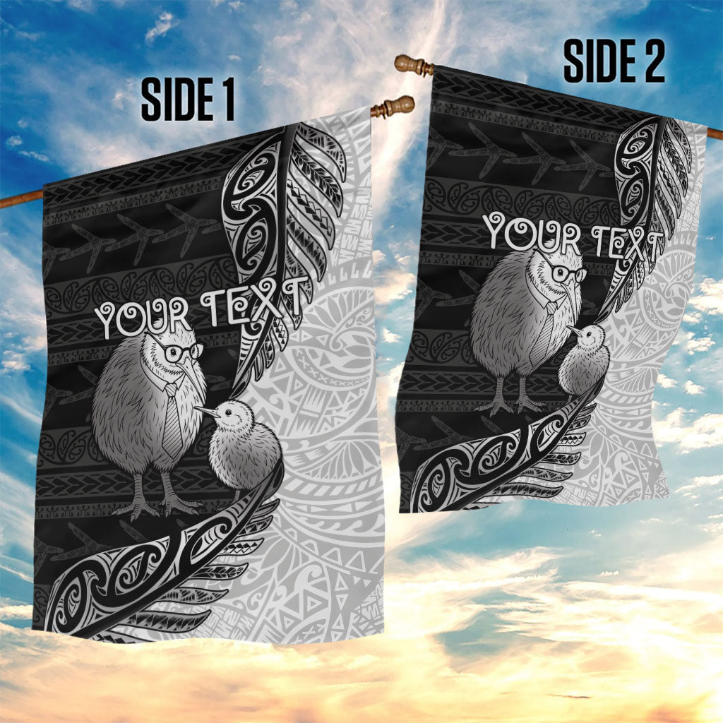 Personalised New Zealand Father's Day Garden Flag Papa Kiwi Bird Tribal Pattern DT05 - Polynesian Pride