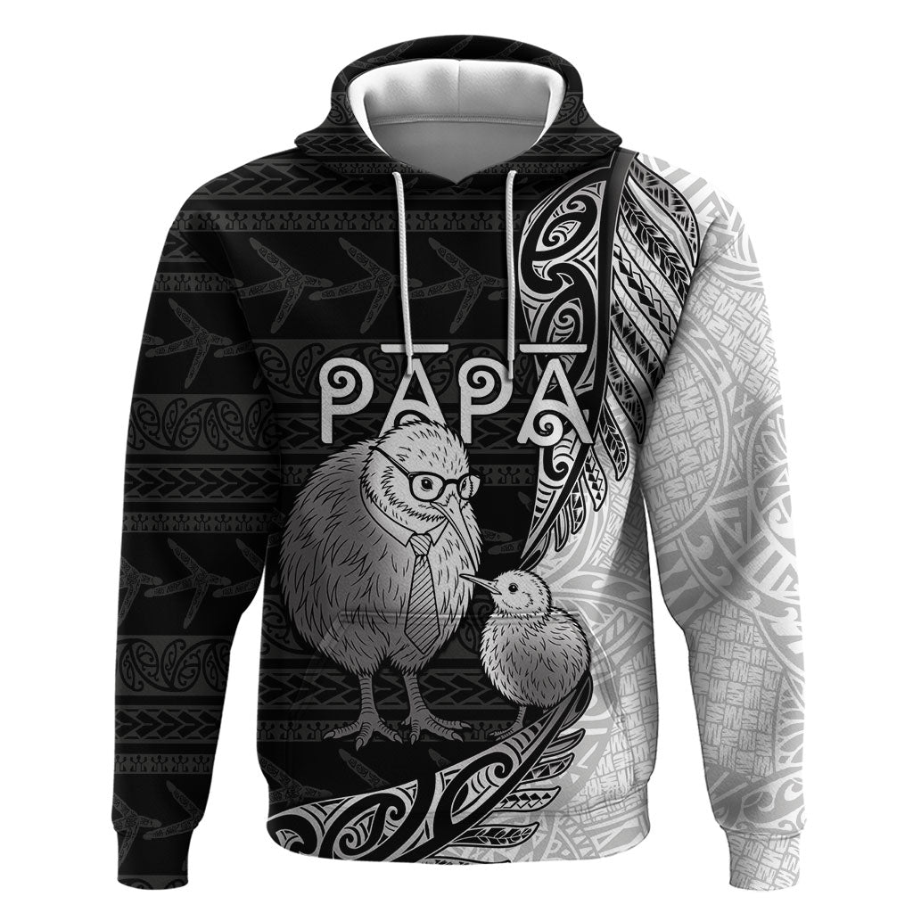Personalised New Zealand Father's Day Hoodie Papa Kiwi Bird Tribal Pattern