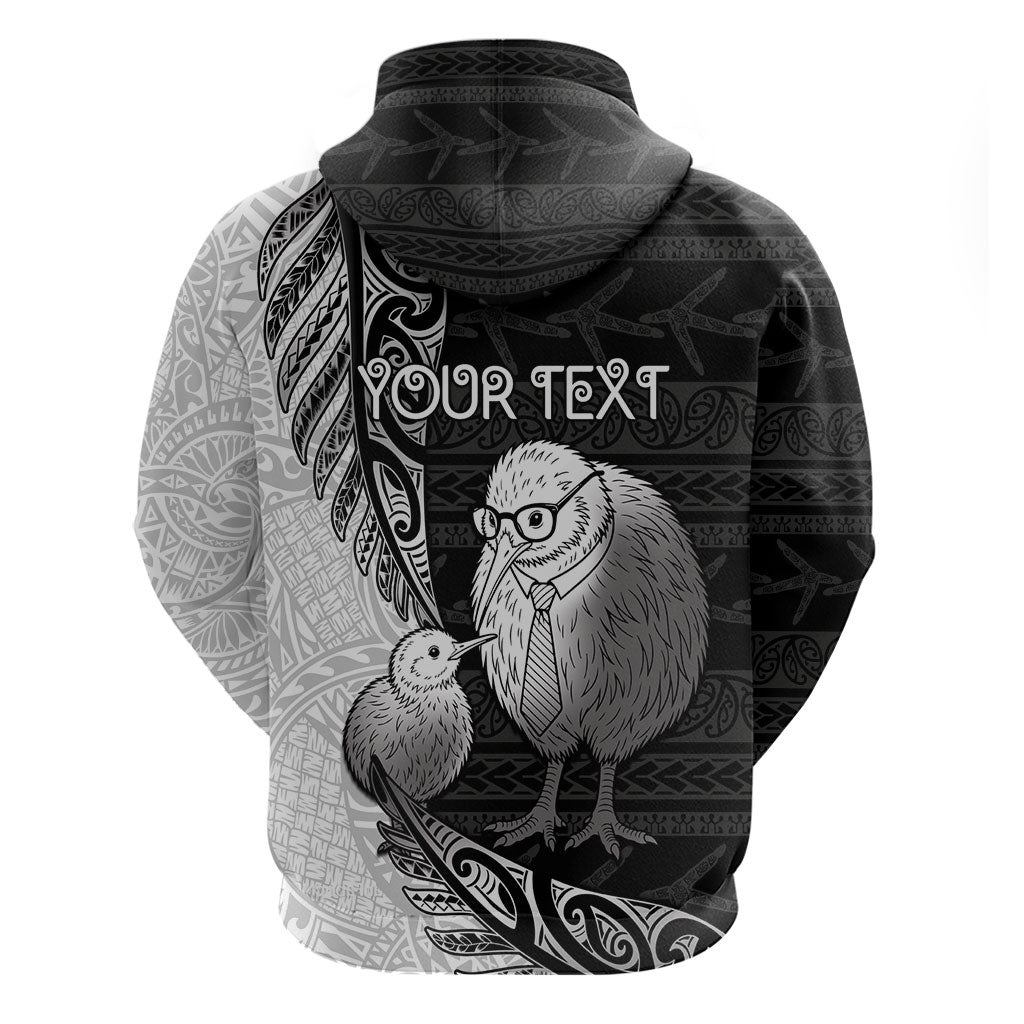 Personalised New Zealand Father's Day Hoodie Papa Kiwi Bird Tribal Pattern DT05 - Polynesian Pride