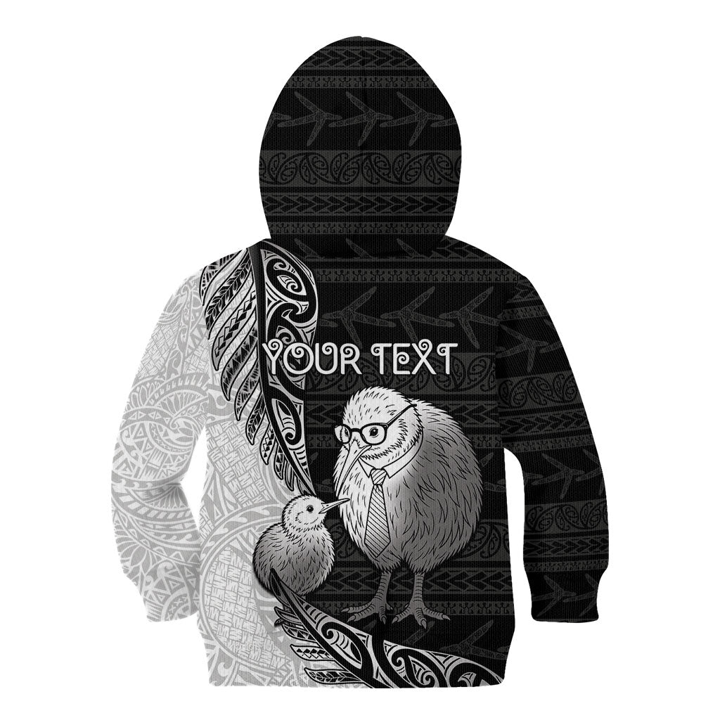 Personalised New Zealand Father's Day Kid Hoodie Papa Kiwi Bird Tribal Pattern DT05 - Polynesian Pride