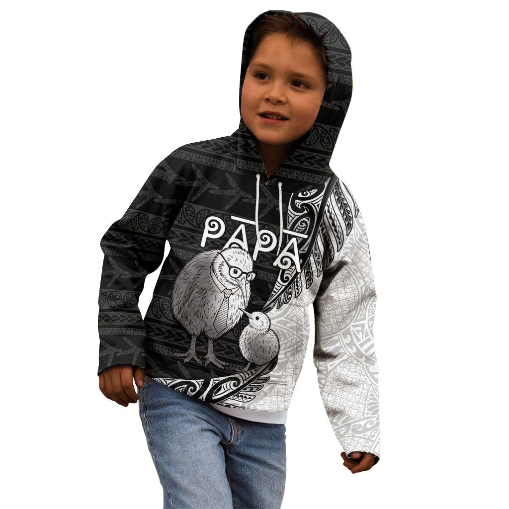 Personalised New Zealand Father's Day Kid Hoodie Papa Kiwi Bird Tribal Pattern DT05 - Polynesian Pride