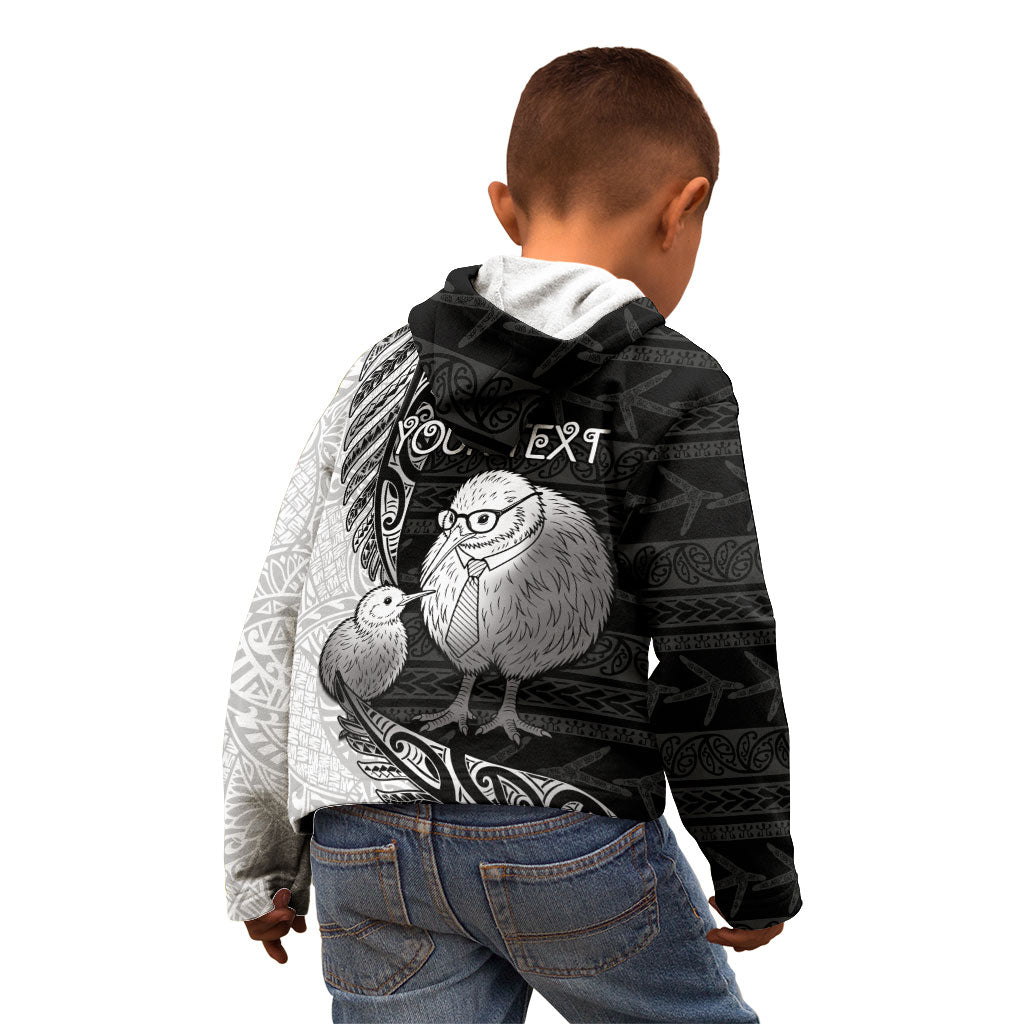 Personalised New Zealand Father's Day Kid Hoodie Papa Kiwi Bird Tribal Pattern DT05 - Polynesian Pride