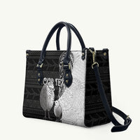 Personalised New Zealand Father's Day Leather Bag Papa Kiwi Bird Tribal Pattern DT05 Black - Polynesian Pride