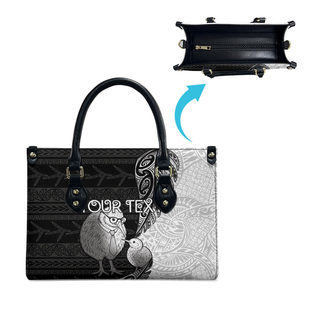 Personalised New Zealand Father's Day Leather Bag Papa Kiwi Bird Tribal Pattern DT05 - Polynesian Pride