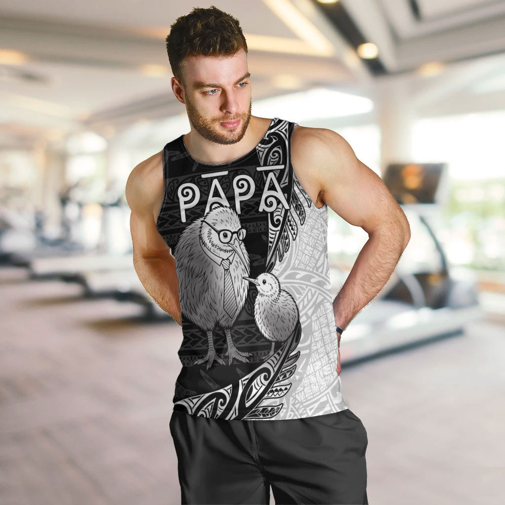 Personalised New Zealand Father's Day Men Tank Top Papa Kiwi Bird Tribal Pattern