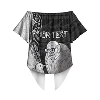 Personalised New Zealand Father's Day Off Shoulder Wrap Waist Top Papa Kiwi Bird Tribal Pattern DT05 - Polynesian Pride