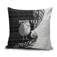 Personalised New Zealand Father's Day Pillow Cover Papa Kiwi Bird Tribal Pattern DT05 Black - Polynesian Pride