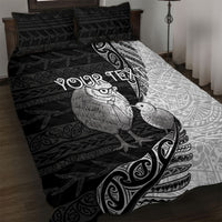 Personalised New Zealand Father's Day Quilt Bed Set Papa Kiwi Bird Tribal Pattern DT05 Black - Polynesian Pride