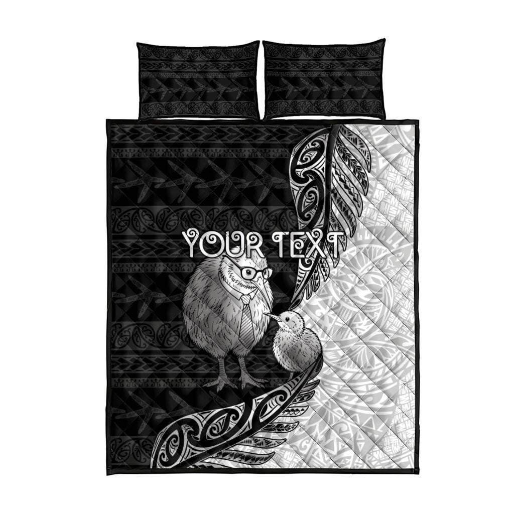 Personalised New Zealand Father's Day Quilt Bed Set Papa Kiwi Bird Tribal Pattern DT05 - Polynesian Pride