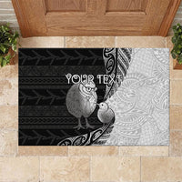 Personalised New Zealand Father's Day Rubber Doormat Papa Kiwi Bird Tribal Pattern DT05 Black - Polynesian Pride