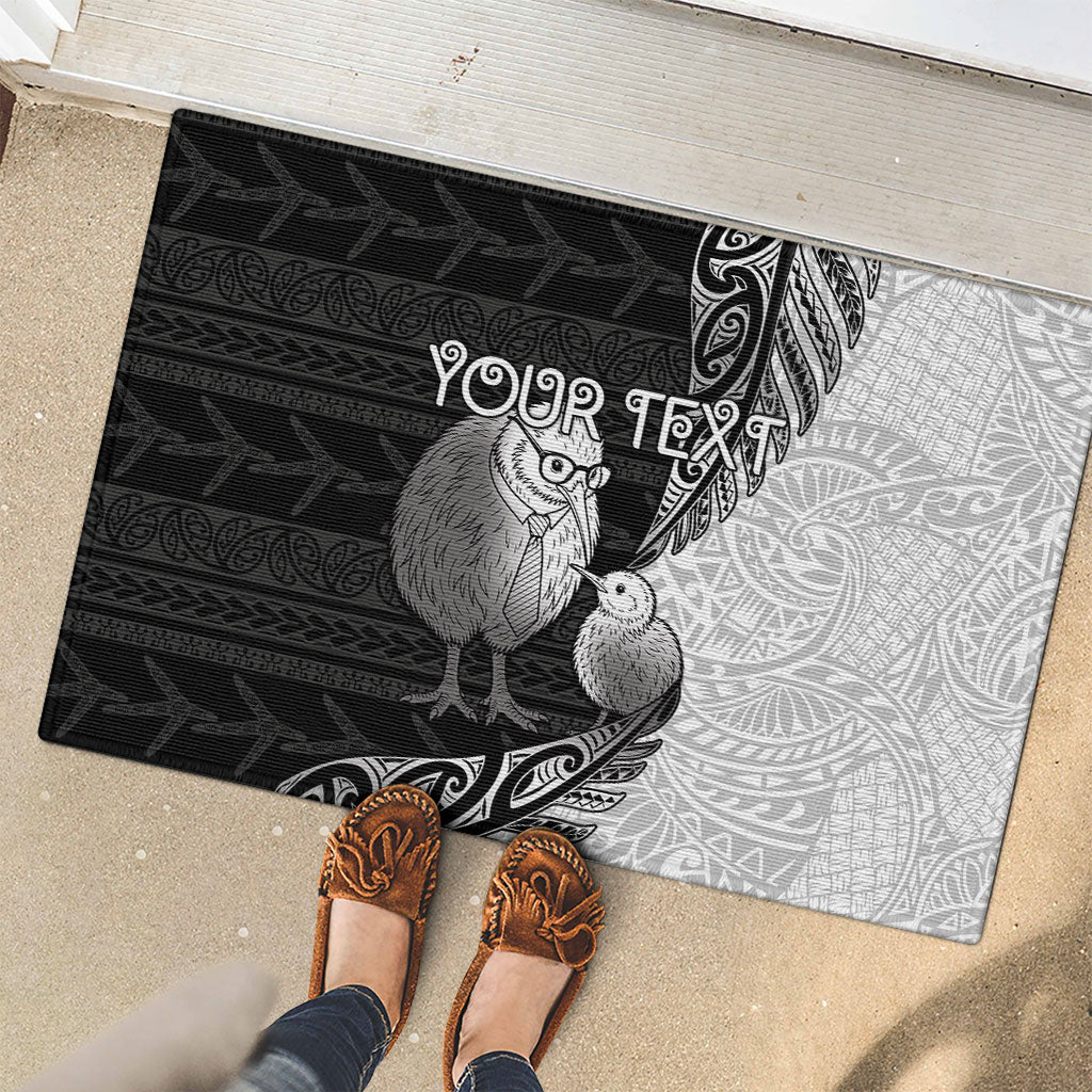 Personalised New Zealand Father's Day Rubber Doormat Papa Kiwi Bird Tribal Pattern DT05 - Polynesian Pride