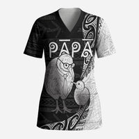 Personalised New Zealand Father's Day Scrub Top Papa Kiwi Bird Tribal Pattern DT05 Adult Black - Polynesian Pride