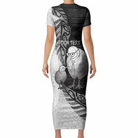 Personalised New Zealand Father's Day Short Sleeve Bodycon Dress Papa Kiwi Bird Tribal Pattern DT05 - Polynesian Pride