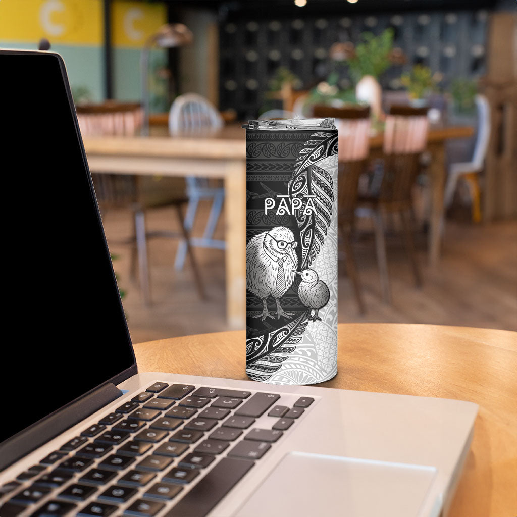 Personalised New Zealand Father's Day Skinny Tumbler Papa Kiwi Bird Tribal Pattern DT05 - Polynesian Pride