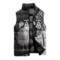 Personalised New Zealand Father's Day Sleeveless Puffer Jacket Papa Kiwi Bird Tribal Pattern DT05 - Polynesian Pride