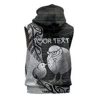Personalised New Zealand Father's Day Sleeveless Zip Hoodie Papa Kiwi Bird Tribal Pattern DT05 - Polynesian Pride