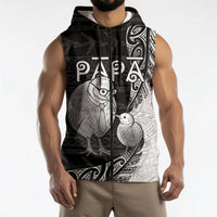 Personalised New Zealand Father's Day Sleeveless Zip Hoodie Papa Kiwi Bird Tribal Pattern DT05 - Polynesian Pride