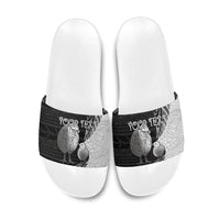 Personalised New Zealand Father's Day Slide Sandals Papa Kiwi Bird Tribal Pattern DT05 Black - Polynesian Pride
