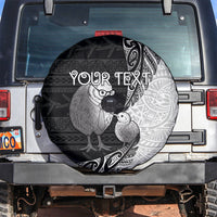 Personalised New Zealand Father's Day Spare Tire Cover Papa Kiwi Bird Tribal Pattern DT05 Black - Polynesian Pride