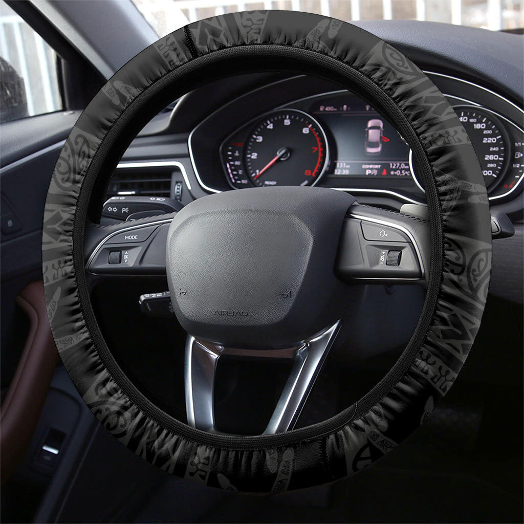 New Zealand Father's Day Steering Wheel Cover Papa Kiwi Bird Tribal Pattern DT05 - Polynesian Pride