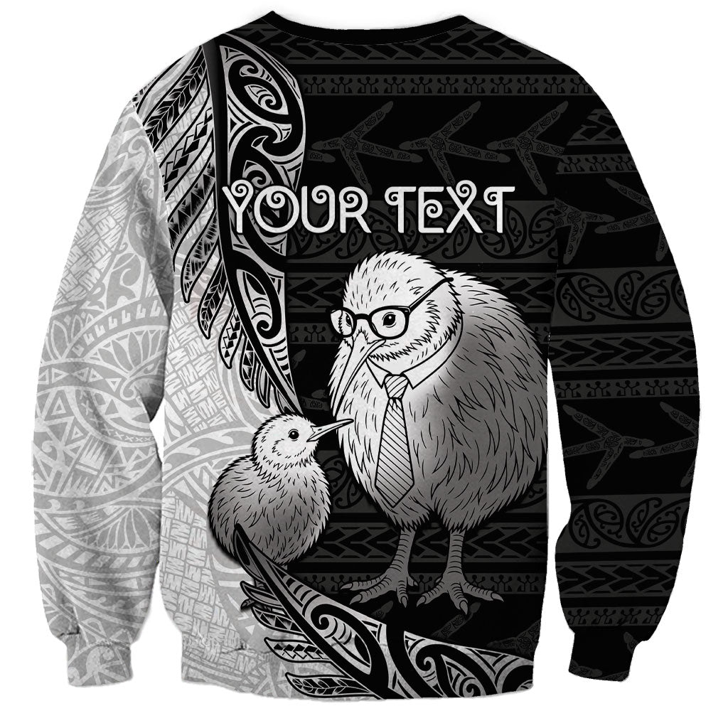 Personalised New Zealand Father's Day Sweatshirt Papa Kiwi Bird Tribal Pattern DT05 - Polynesian Pride
