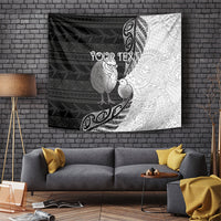 Personalised New Zealand Father's Day Tapestry Papa Kiwi Bird Tribal Pattern DT05 Black - Polynesian Pride