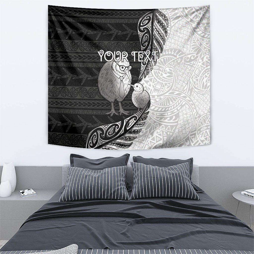 Personalised New Zealand Father's Day Tapestry Papa Kiwi Bird Tribal Pattern DT05 - Polynesian Pride