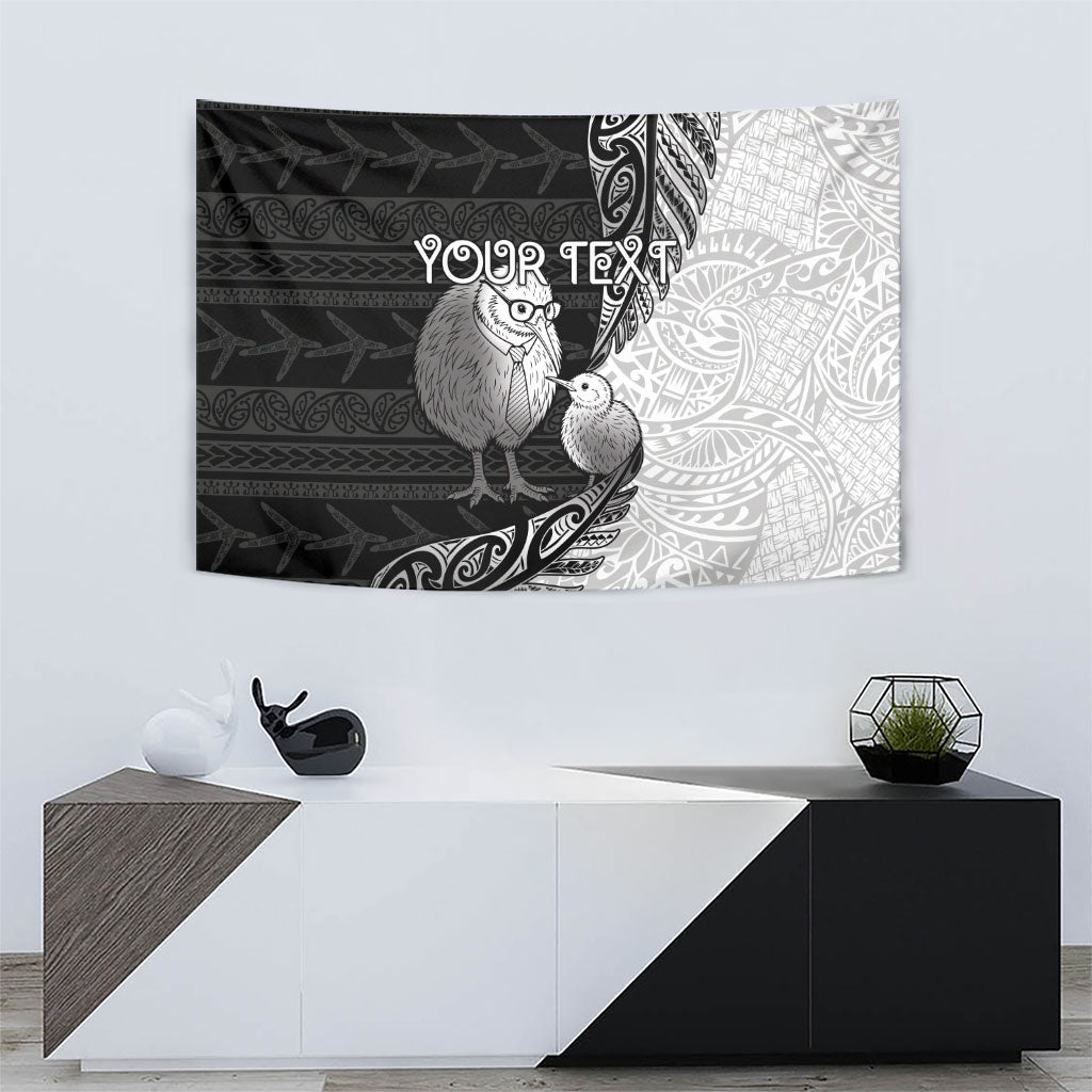 Personalised New Zealand Father's Day Tapestry Papa Kiwi Bird Tribal Pattern DT05 - Polynesian Pride