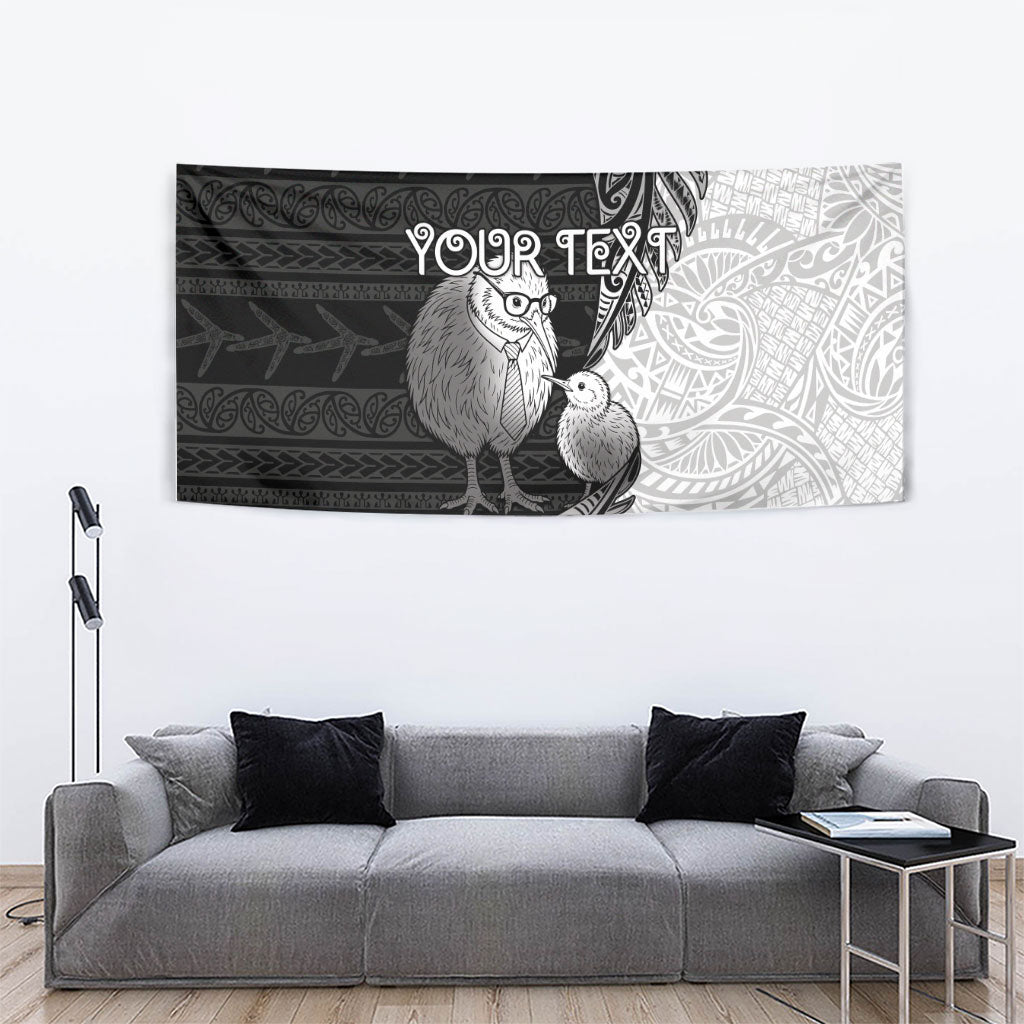 Personalised New Zealand Father's Day Tapestry Papa Kiwi Bird Tribal Pattern DT05 - Polynesian Pride