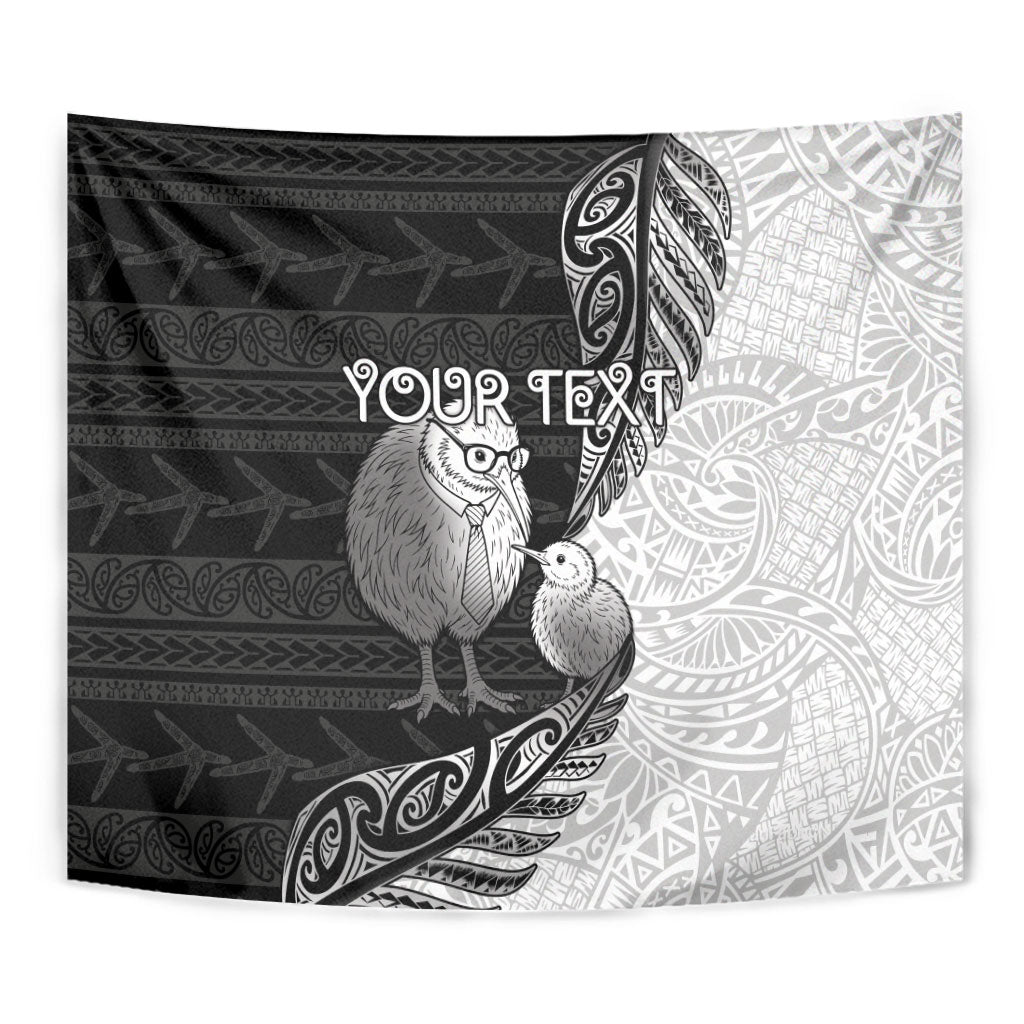 Personalised New Zealand Father's Day Tapestry Papa Kiwi Bird Tribal Pattern DT05 - Polynesian Pride