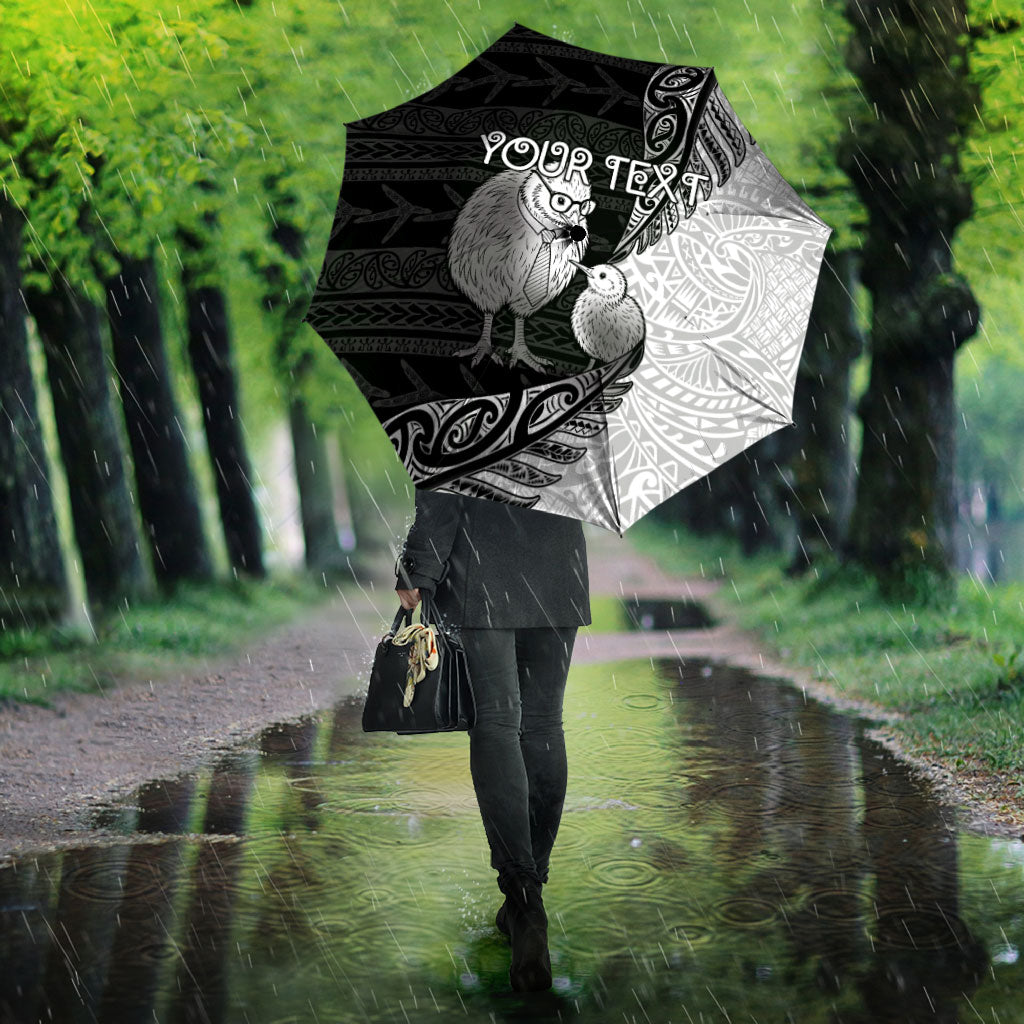 Personalised New Zealand Father's Day Umbrella Papa Kiwi Bird Tribal Pattern DT05 - Polynesian Pride