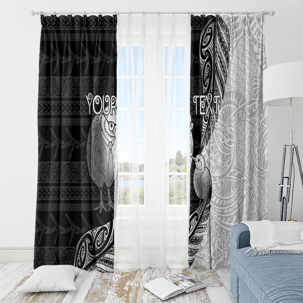 Personalised New Zealand Father's Day Window Curtain Papa Kiwi Bird Tribal Pattern DT05 - Polynesian Pride