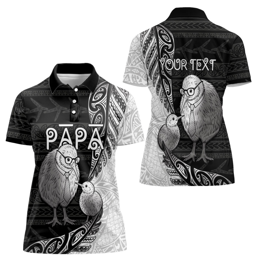 Personalised New Zealand Father's Day Women Polo Shirt Papa Kiwi Bird Tribal Pattern DT05 - Polynesian Pride