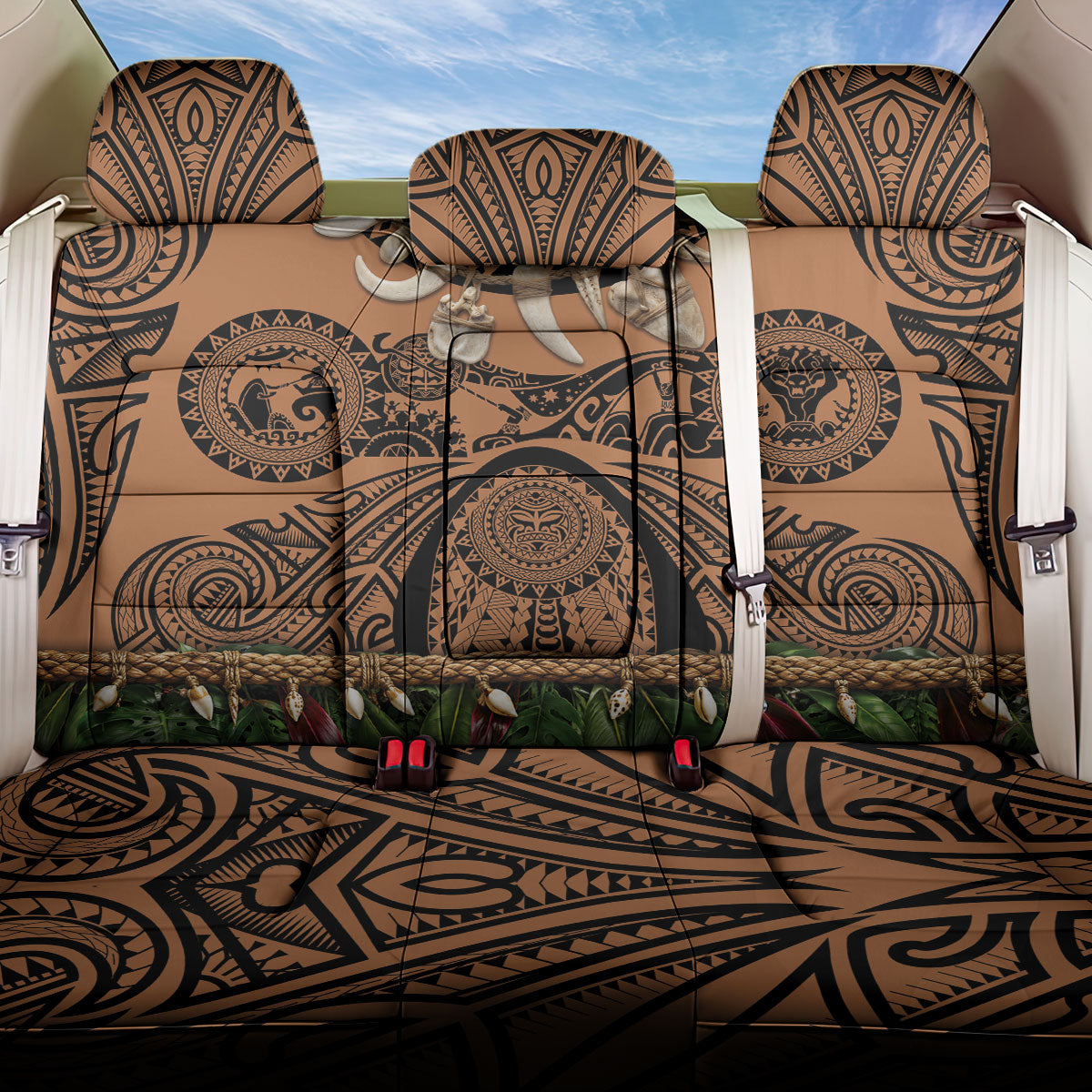 Polynesia Maui Tattoo Inspired Back Car Seat Cover Tropical Leaf Skirt Costume