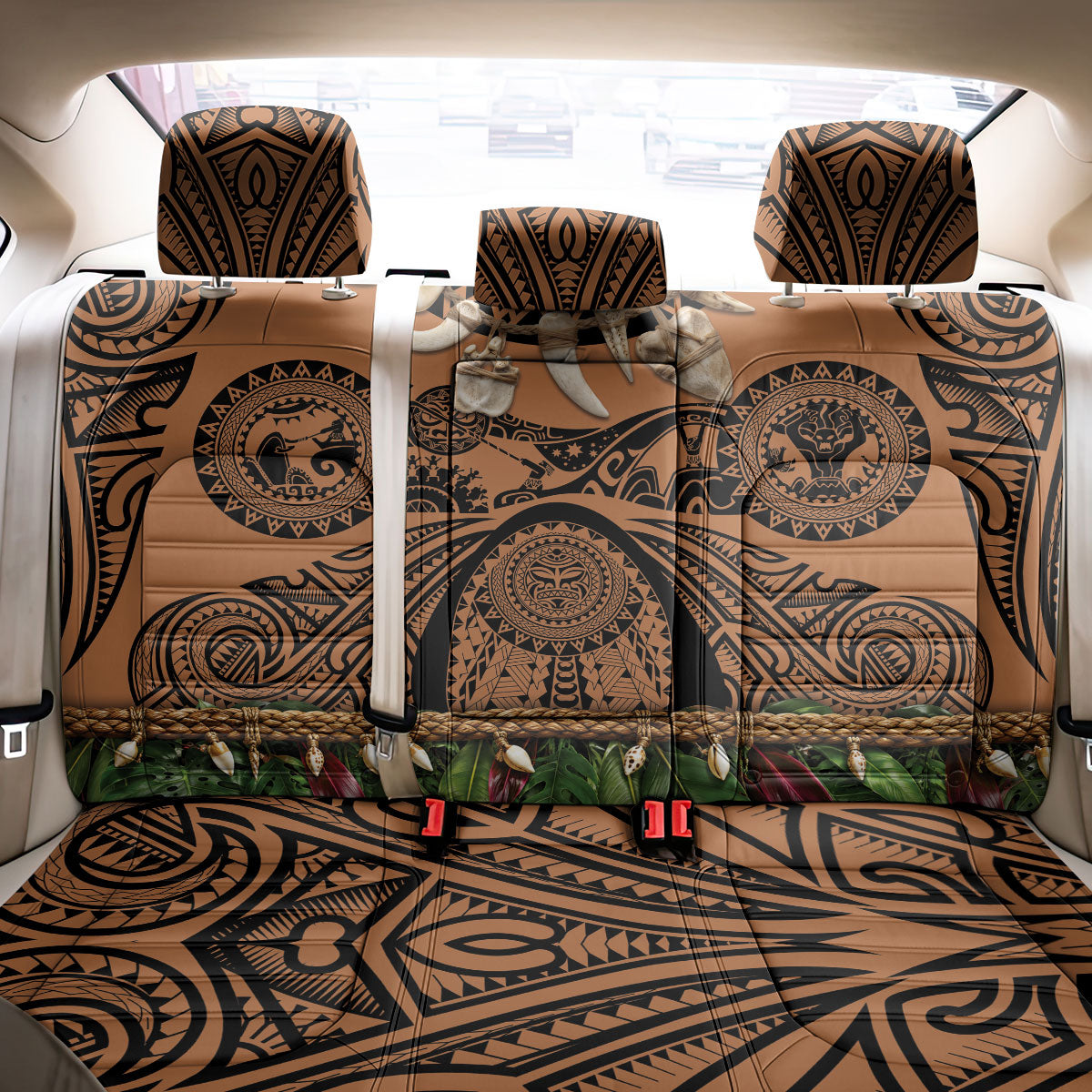 Polynesia Maui Tattoo Inspired Back Car Seat Cover Tropical Leaf Skirt Costume