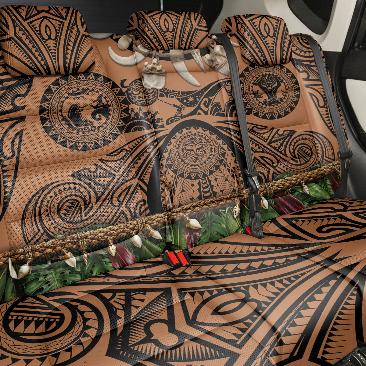 Polynesia Maui Tattoo Inspired Back Car Seat Cover Tropical Leaf Skirt Costume