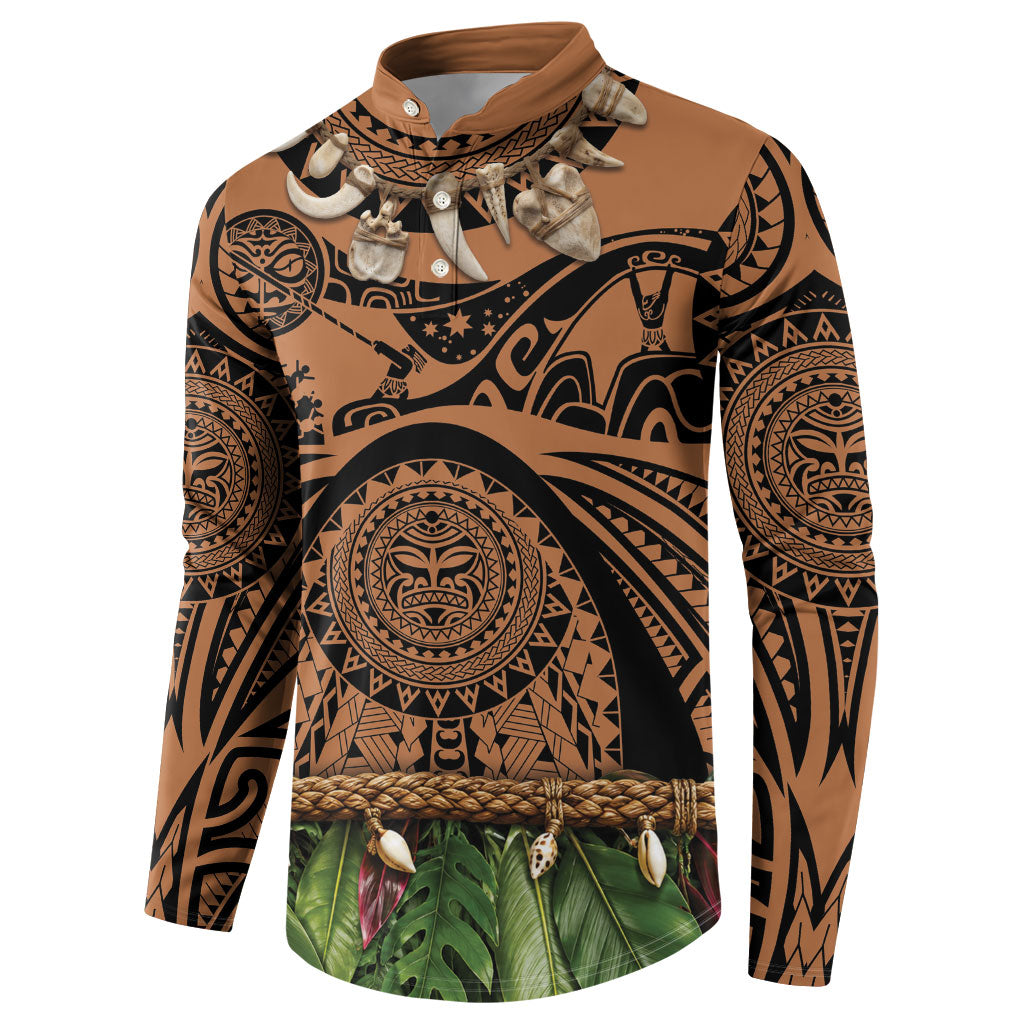 Polynesia Maui Tattoo Inspired Button Sweatshirt Tropical Leaf Skirt Costume